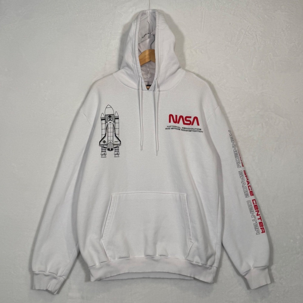 Hyper Space White NASA Kennedy Space Center Hoodie XL
